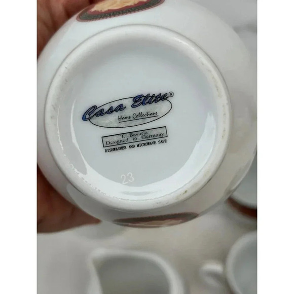 Vintage Fine Porcelain Casa Elite Home Collections Versace Style Medusa Red 11Pc - Picture 14 of 15